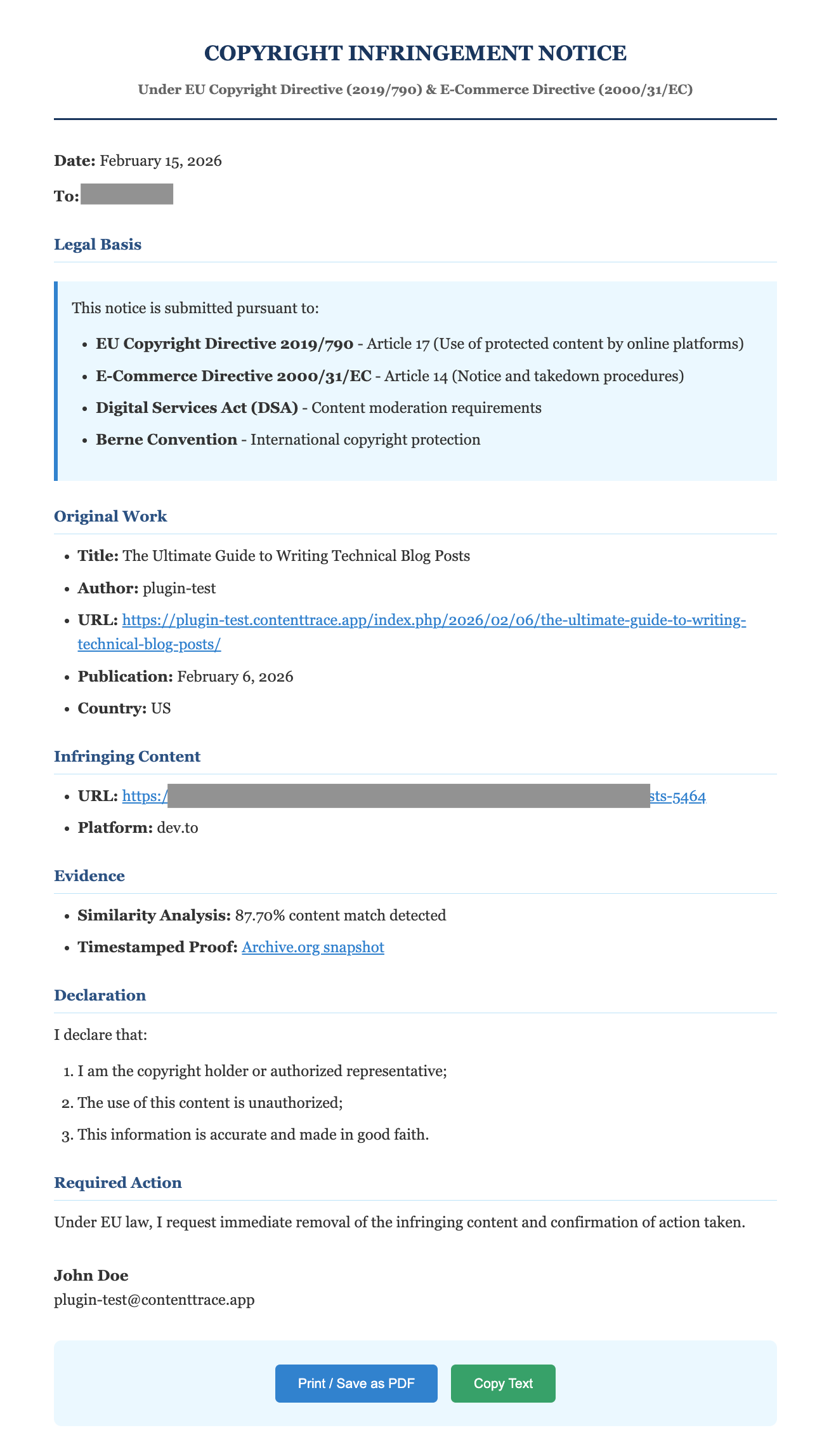 Settings page -- service connection status and token configuration options