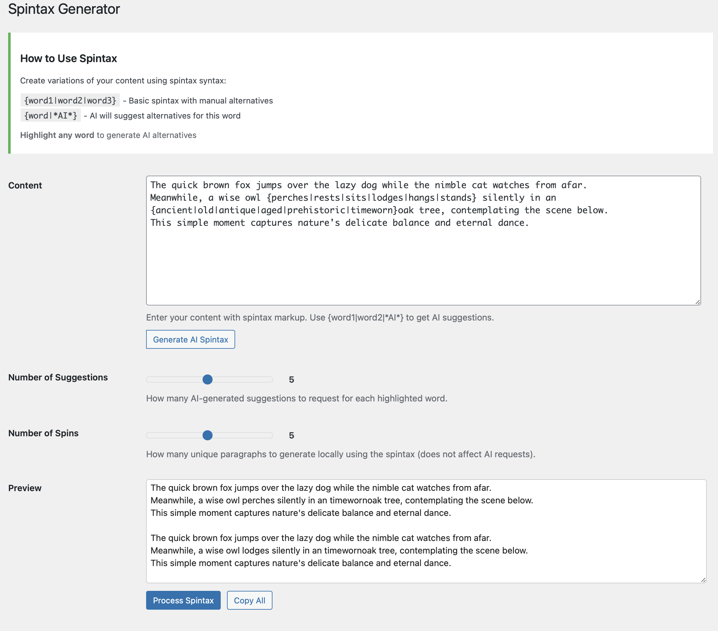 Manually generate an article using AI — via URL or pasted text.