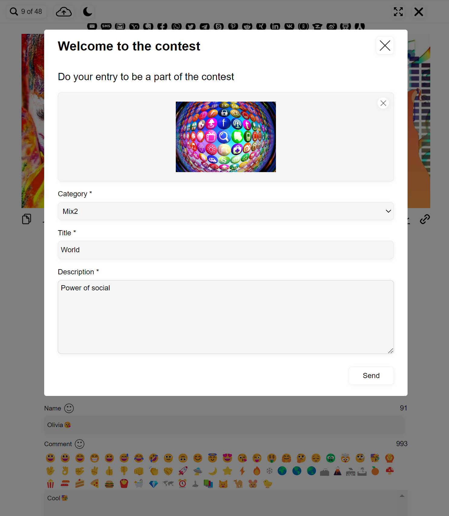 Upload form - dark style