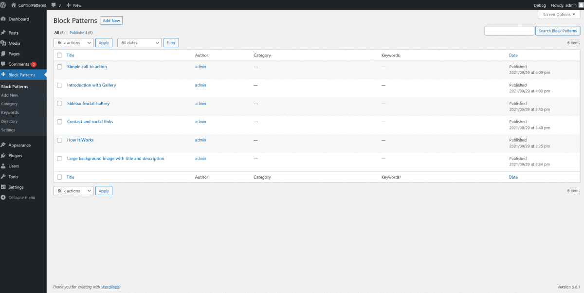 All listed patterns can be added to any Pages or Posts at the very beginning of Footer - wp_footer()