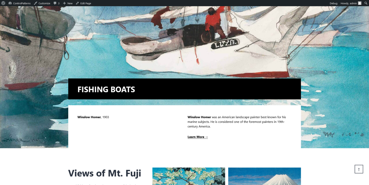 Frontend view of the page