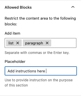 Select allowed blocks.