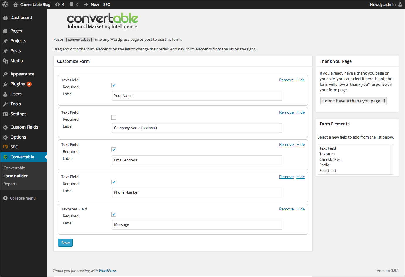 Customize your form with the form builder