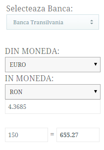 Converteste din EURO in RON si RON in EURO la cursul zilei la Banca Transilvania