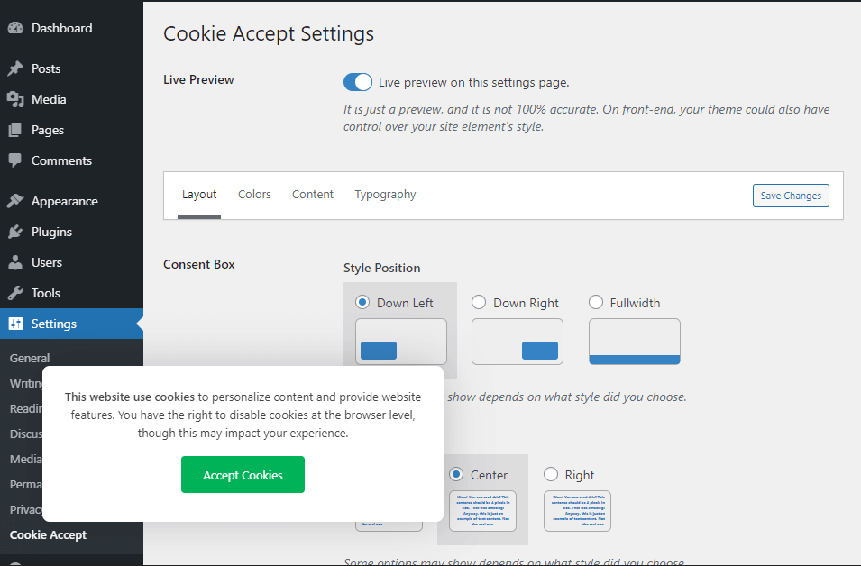 Live preview in admin. Get full control.