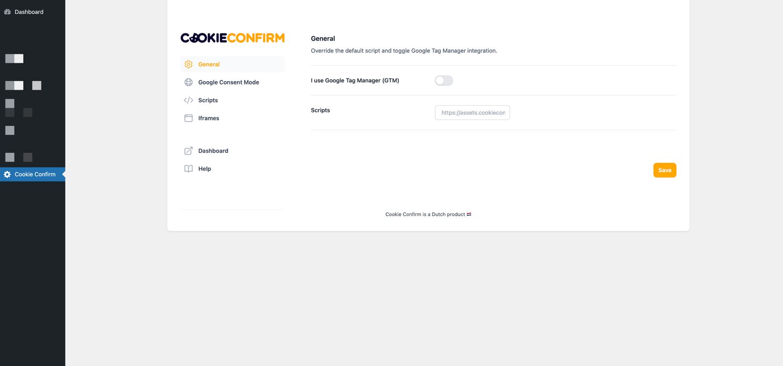 Admin settings page overview.