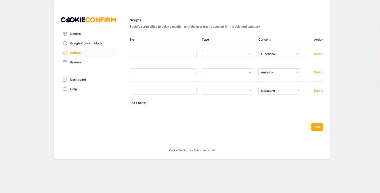Script blocking configuration.