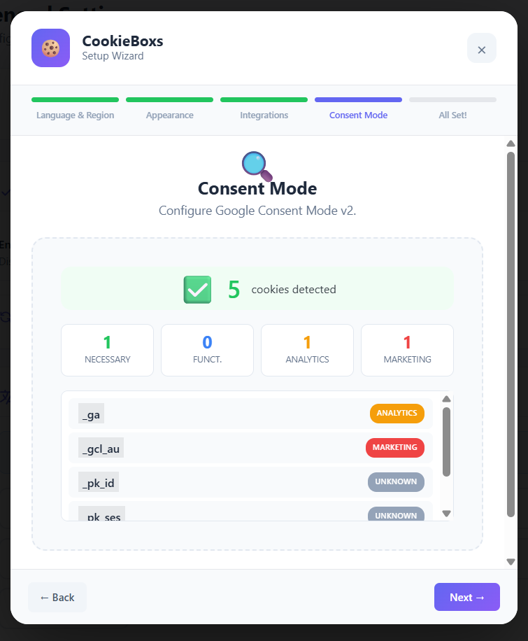 Integrations settings