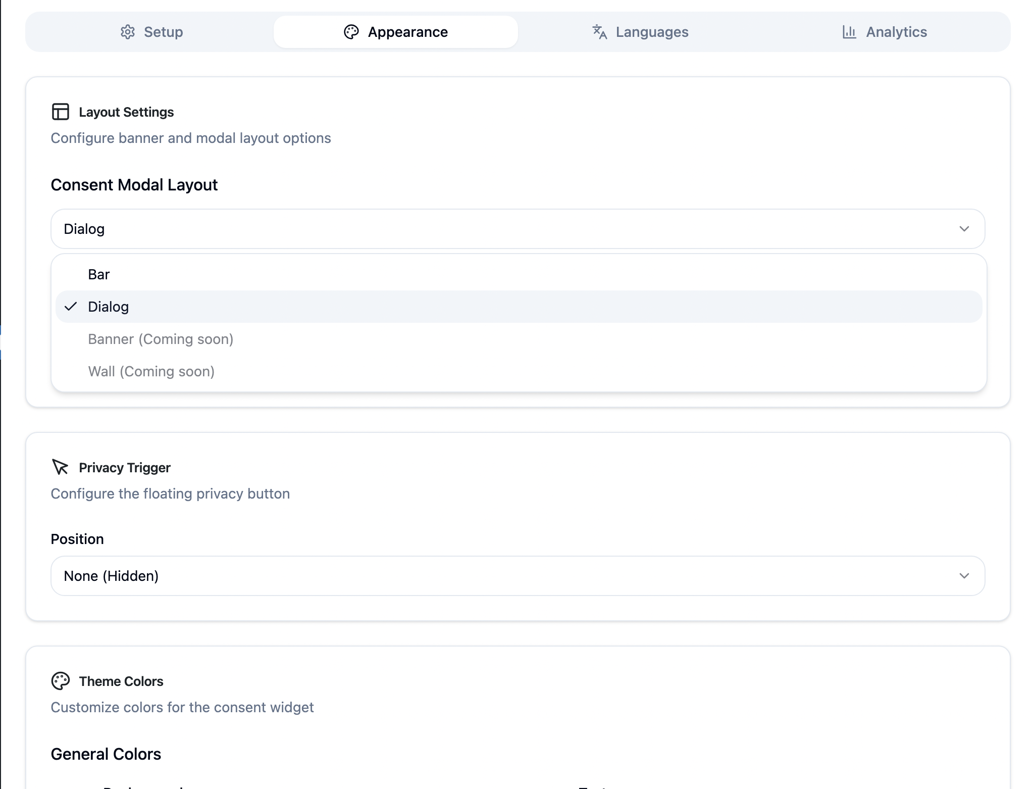 Appearance customization options