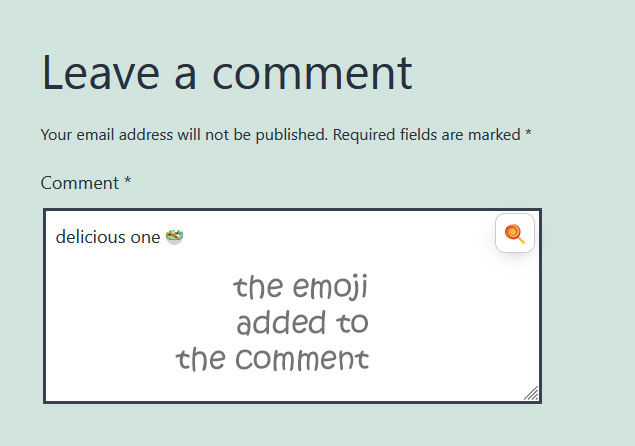 In this screenshot the **emoji** is added to the place of pointer inside the textarea.