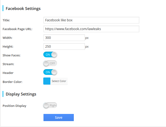 General settings interface