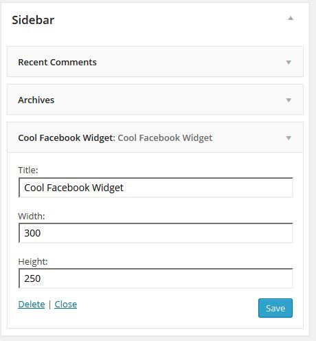 Widget settings interface