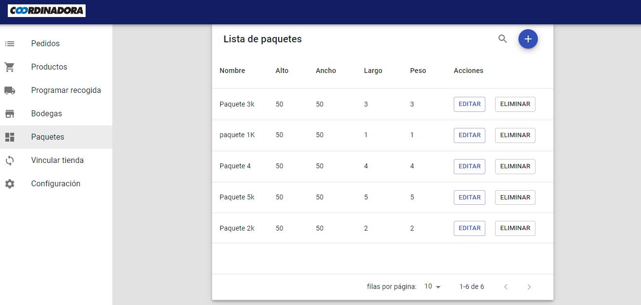 Configuración de bodegas