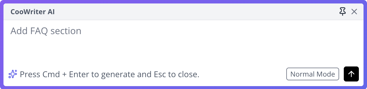 CooWriter AI assistant input panel.