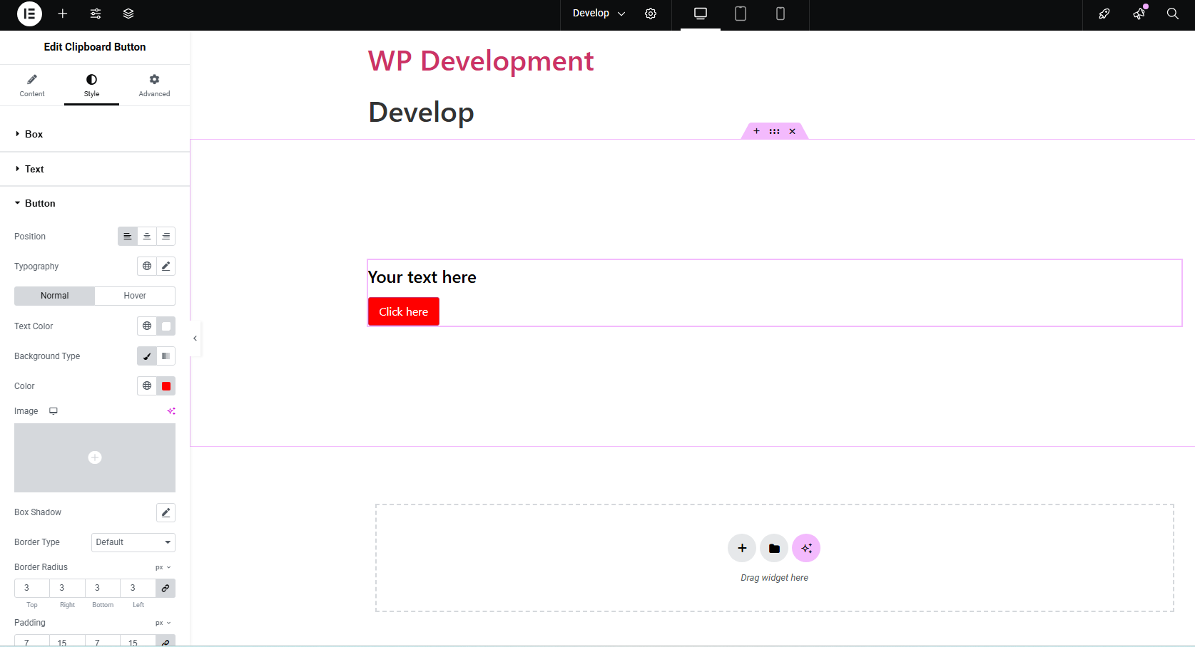 The widget's style settings.