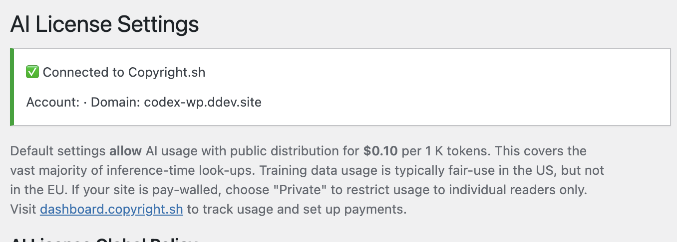 Connected state overview - See your active connection status and domain configuration