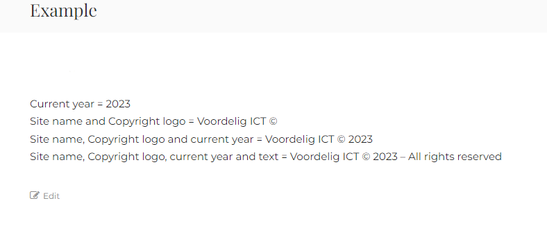 Example of the shortcode on the websites front end.