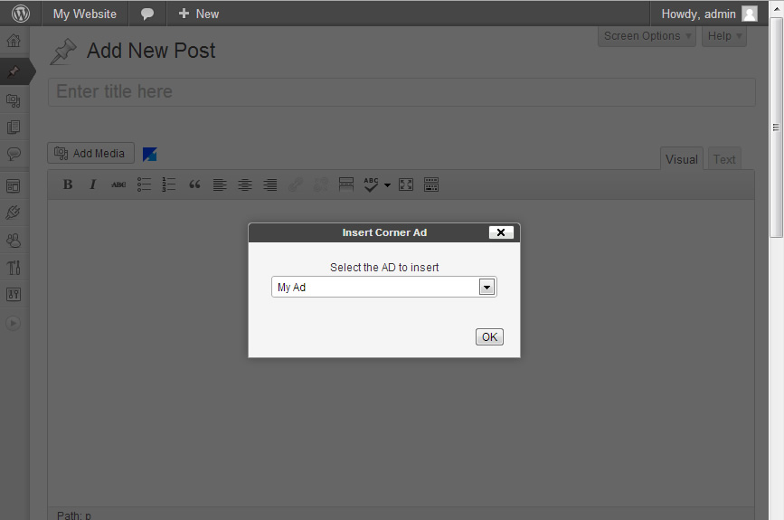 Corner Ad Insertion Interface