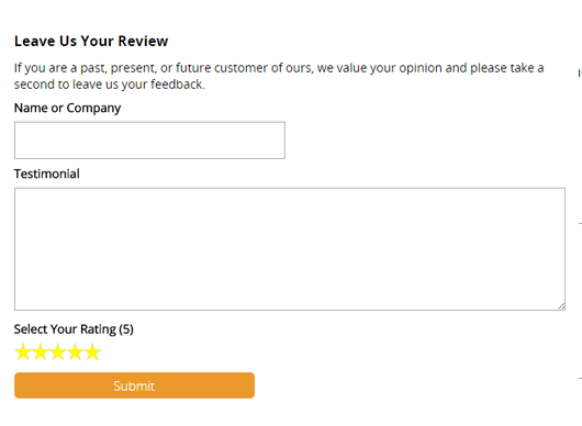 Leave Us a Review Front End