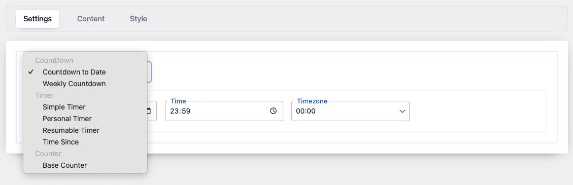 Advanced Timer Settings in the Backend.