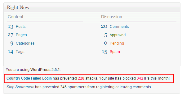 When logging in you can see a brief overview of attacks blocked in the Dashboard screen