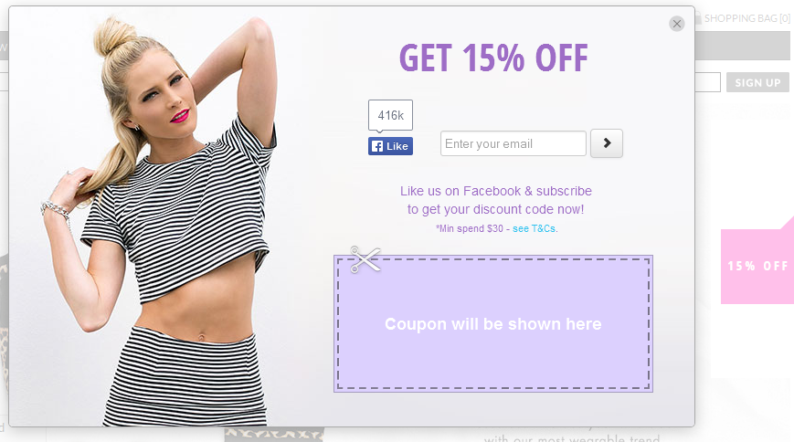 A live Coupon Pop example - 2.