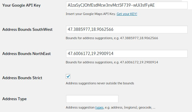 Courier Address Lookup Settings