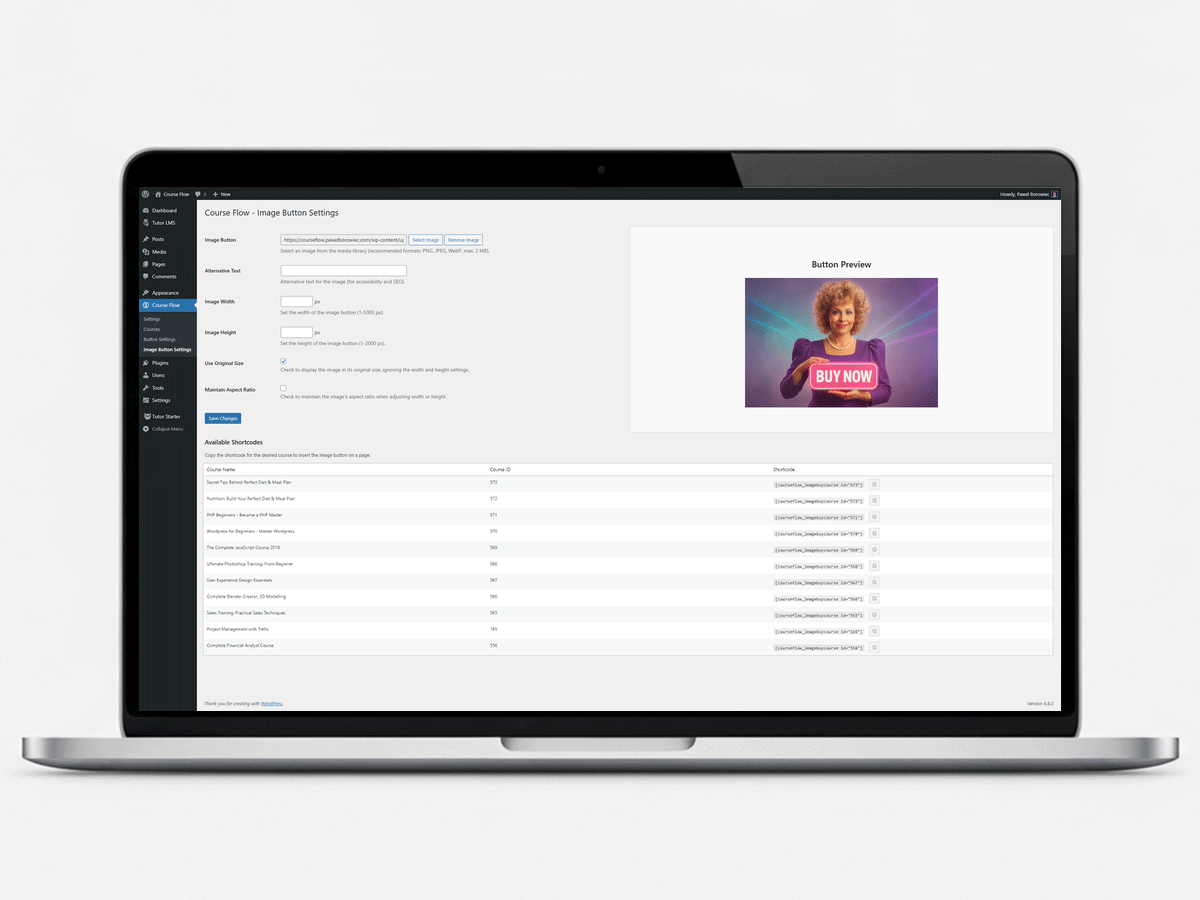 Image-based purchase button configuration.