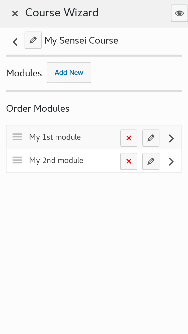 Course Wizard on smartphone.