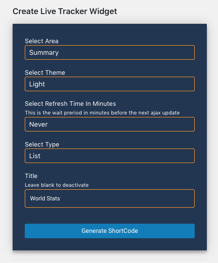 Generate Widget/Shortcode