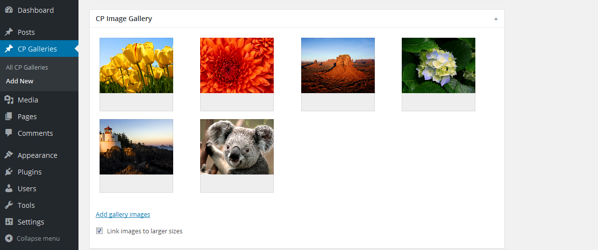 The plugin's Image Gallery metabox after images have been inserted. (Screenshot-4)