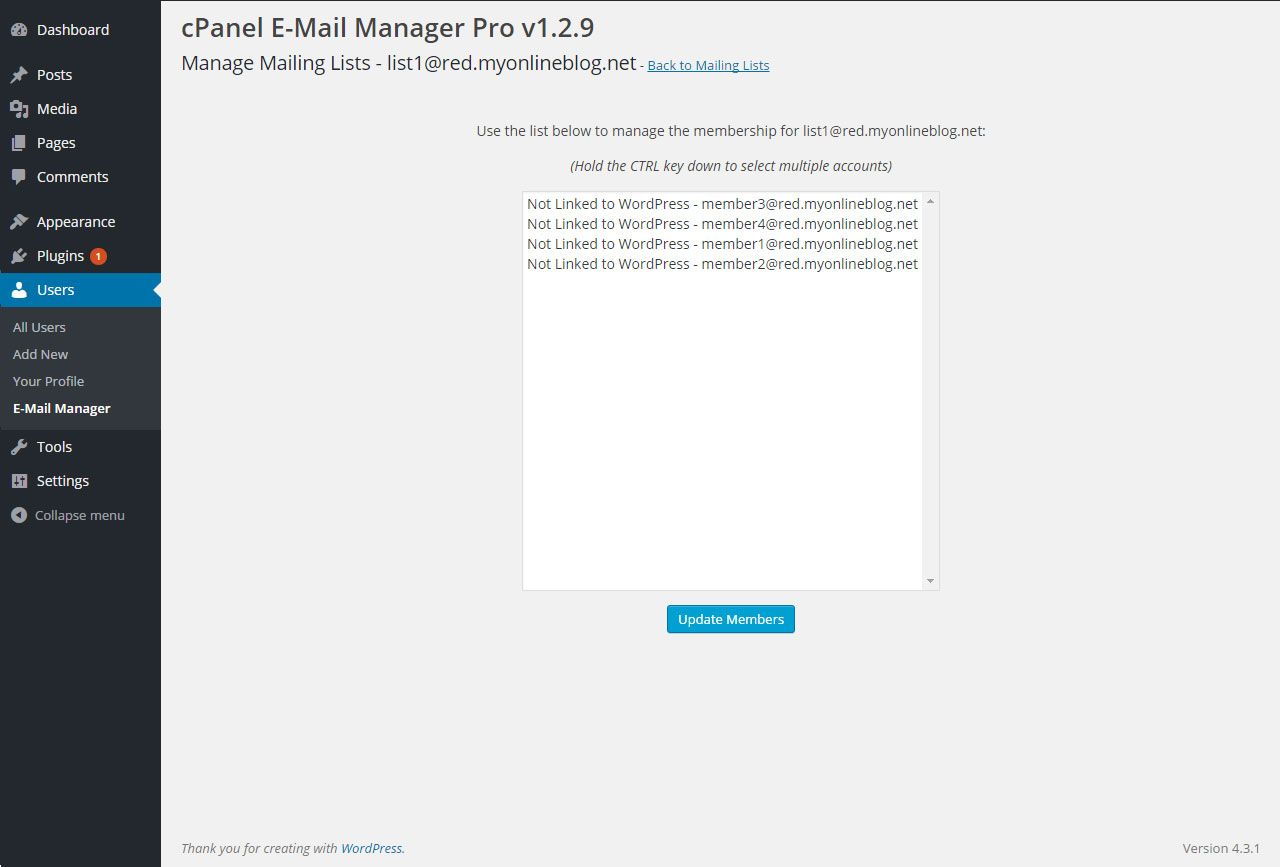 Manage Mailing List Members