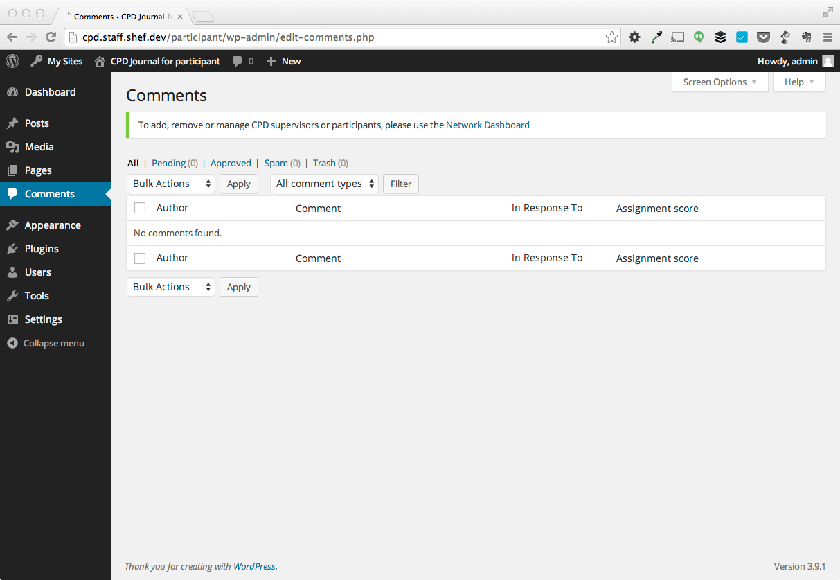 Now lets login as a supervisor and view the same page. You will note that the comment box now allows us to enter a score.