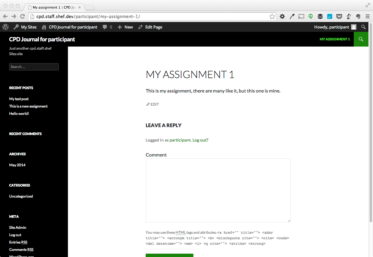 You will note that the comment and the score appear in the comments list under the assignment