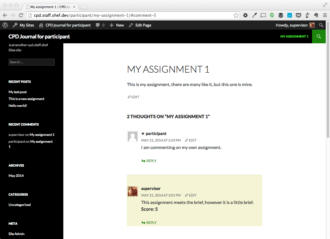 And even if I manage to get to the edit screen of the supervisors comment, I am still unable to make a change