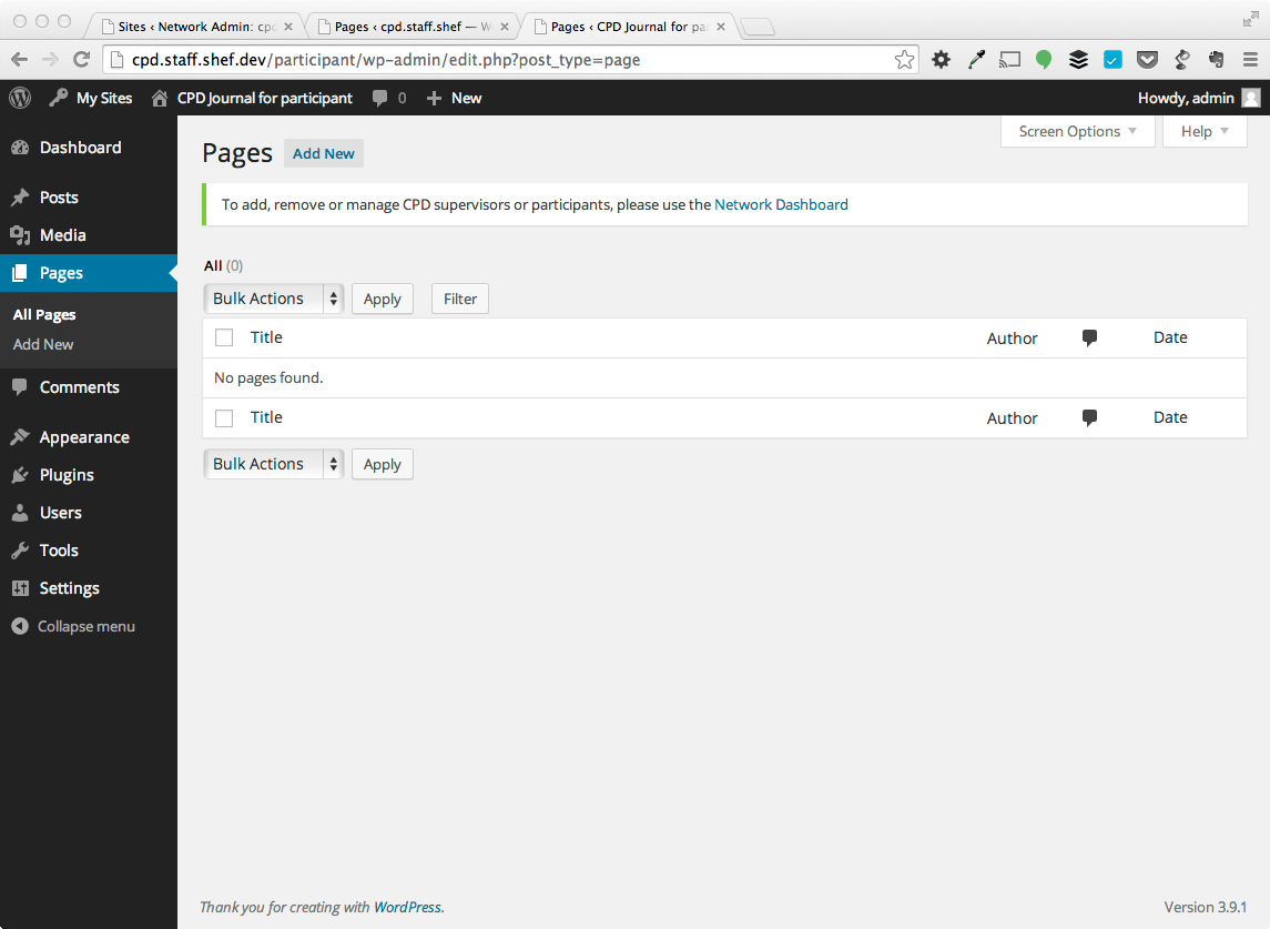 In this example, the participants journal I am copying the assignments to has no current assignments in it: