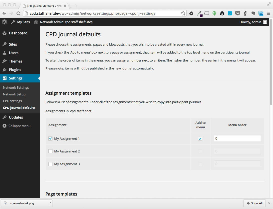 If you view the posts on this new journal, you will see that the post templates we selected have been copied across. Note that they have been created as the participant.