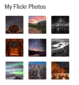 Show the latest Flickr photos from a Flirck account