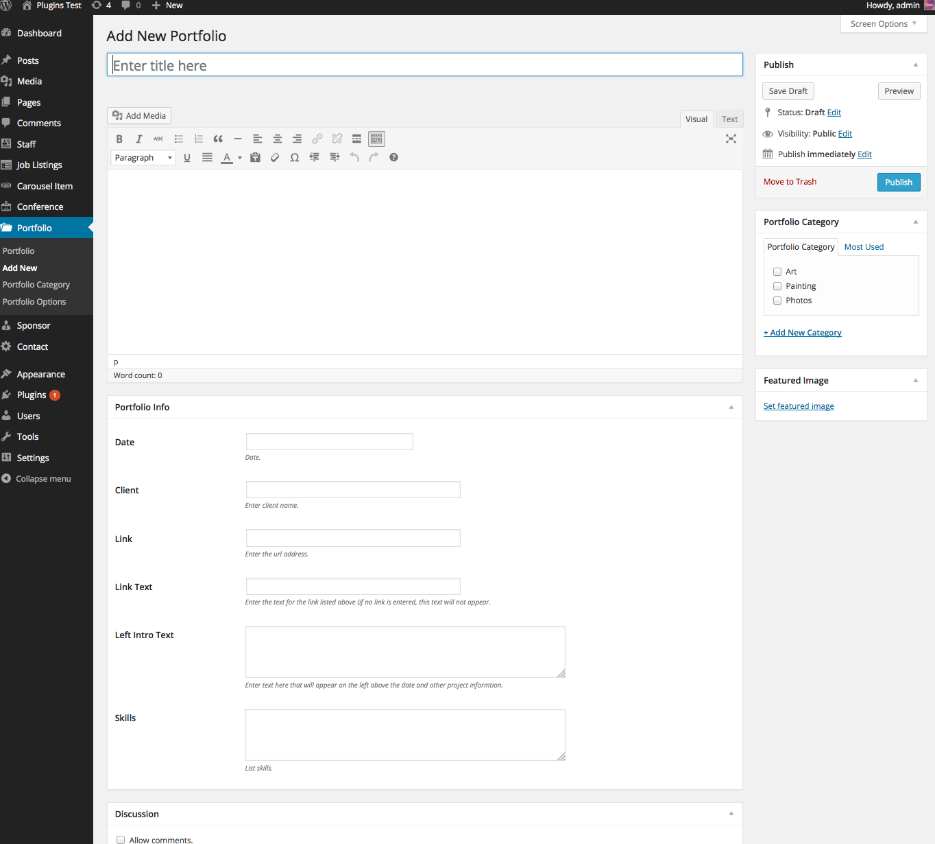 Adding a new portfolio item