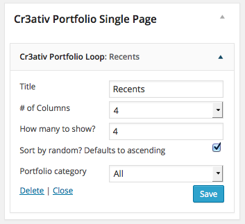 Portfolio loop widget