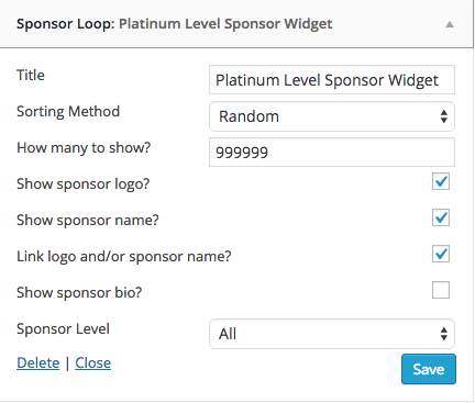 Sponsor loop widget