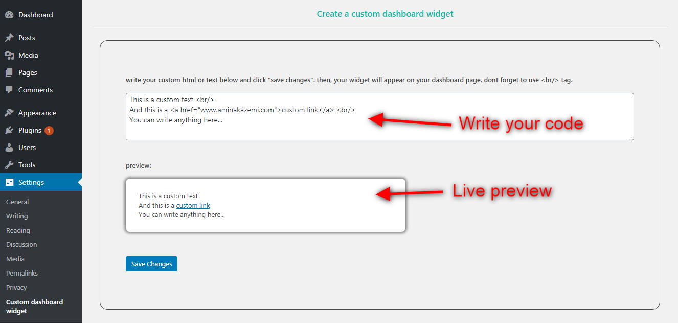 Plugin setting page
