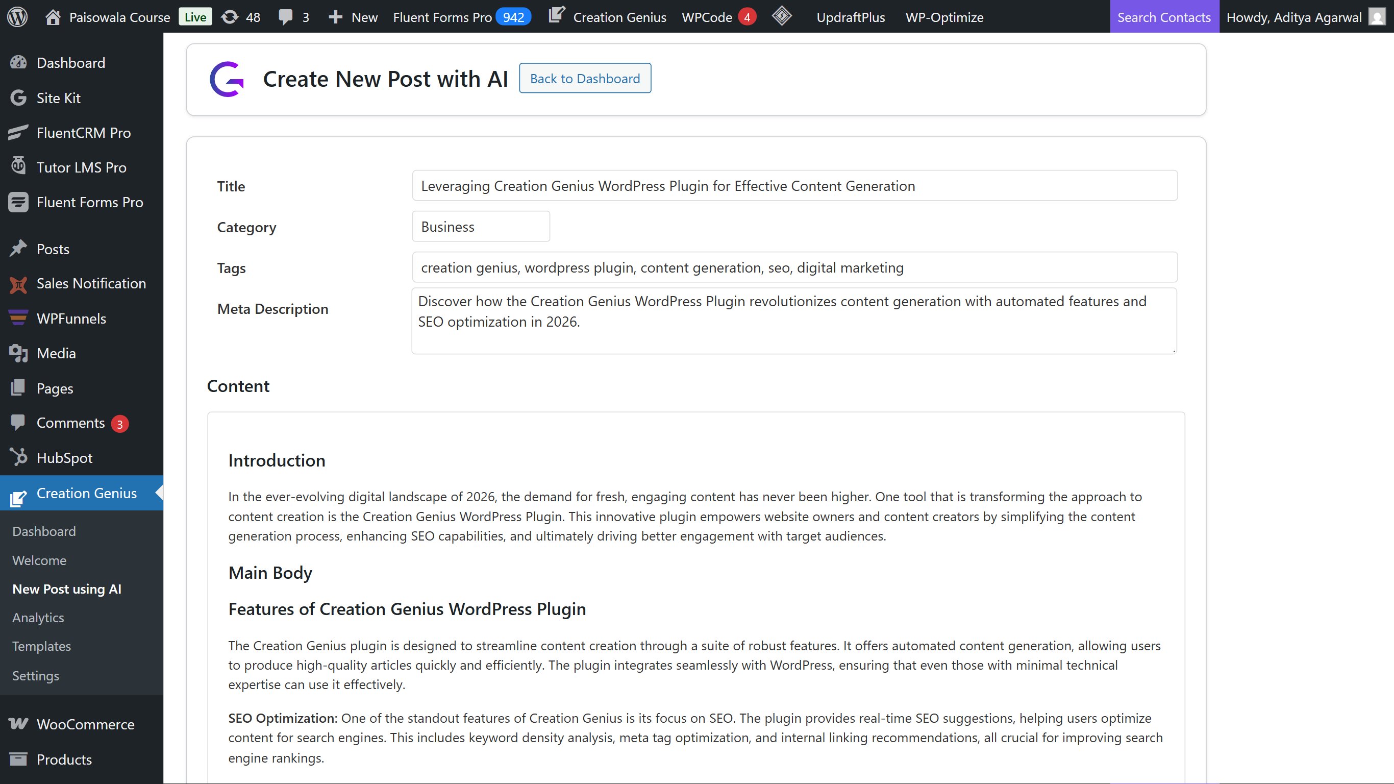 **Pre-Publish Review:** Full control before you publish. Review the AI-generated Title, Tags, Categories, and SEO Meta Description to ensure perfection.
