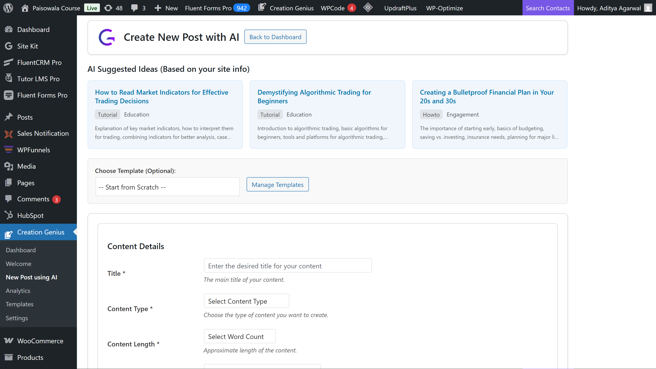 **Smart Writer & Topic Hunter:** Never stare at a blank page. Choose from AI-suggested viral topics or manually configure your post with specific demographics and tone.