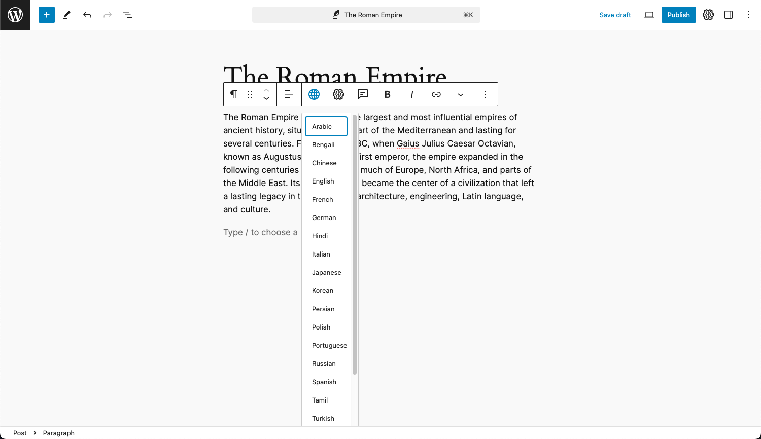 Adding the Gutenberg AI Writer Block: Learn how to add the AI Writer block to your post.