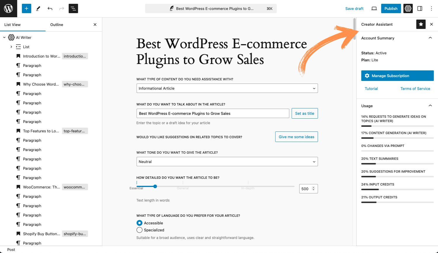 Content Summary: Example of a summary generated from content.