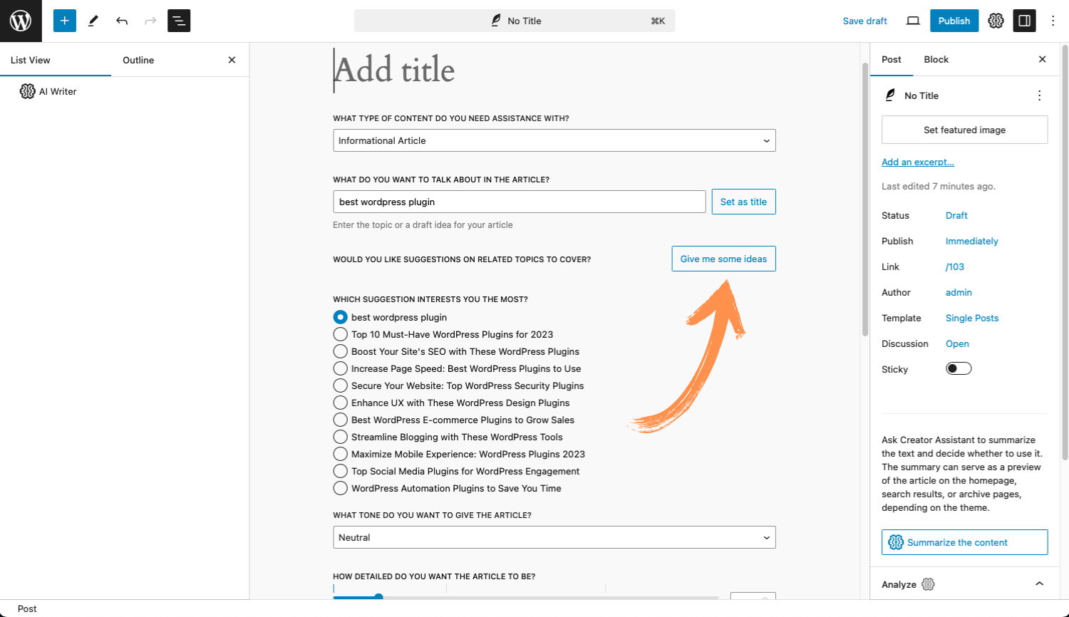Edit Part of the Text: Select a portion of text to replace it with a synonym.