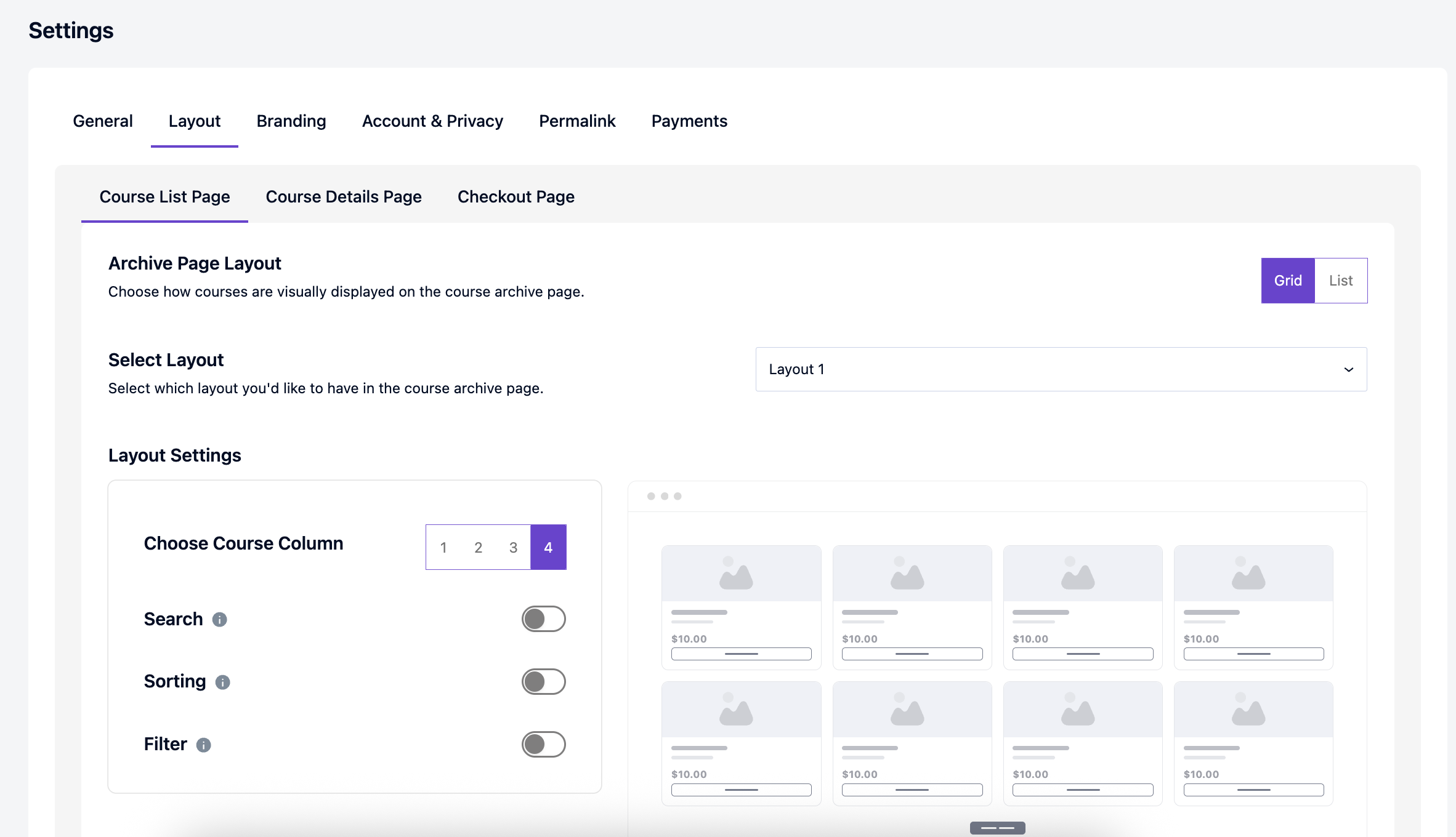 Global Settings UI