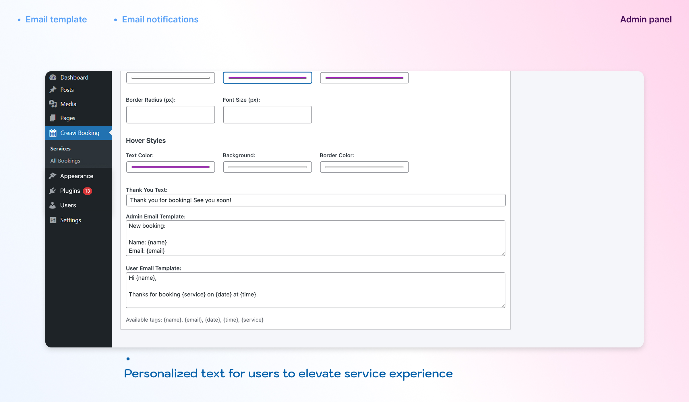 Frontend: full booking flow — calendar, time, form, confirmation