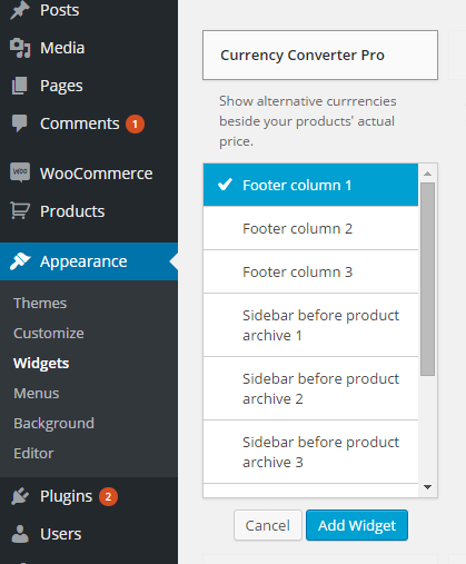 Add to Widgets